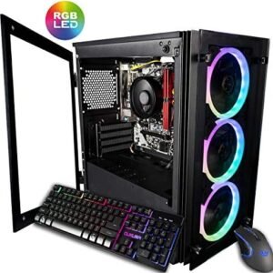 CUK Stratos Micro Gaming Desktop (AMD Ryzen 7 with Radeon Graphics, 32GB 3200MHz DDR4 RAM, 512GB NVMe SSD + 2TB HDD, 500W PSU, AC WiFi, Windows 10 Home) Gamer PC Computer