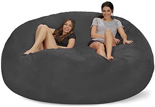 Chill Sack Bean Bag Chair: Giant 8′ Memory Foam Furniture Bean Bag – Big Sofa with Soft Micro Fiber Cover – Charcoal