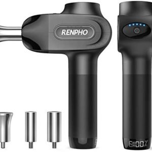 Massage Gun for Athletes, RENPHO Pro Deep Tissue Percussion Muscle Massager Handheld Electric Massager for Pain Relief with Titanium Alloy Heads, Long Battery Life