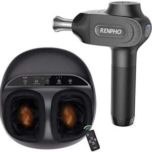 Massage Gun for Athletes, RENPHO Pro Deep Tissue Percussion Muscle Massager Handheld Electric Massager for Pain Relief with Titanium Alloy Heads, Long Battery Life, Christmas Gifts for Man