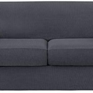 subrtex Sofa Cover High Stretch Couch Slipcover with Separate Cushion Couch Cover Soft Loveseat Slipcover Furniture Protector Machine Washable(Gray,Medium)