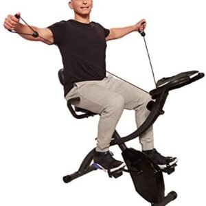 Original As Seen On TV Slim Cycle Stationary Bike – Folding Indoor Exercise Bike with Arm Resistance Bands and Heart Monitor – Perfect Home Exercise Machine for Cardio