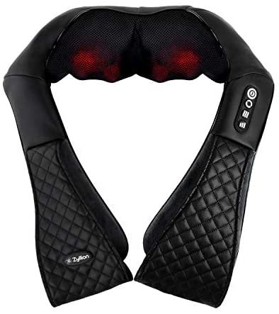 Zyllion Shiatsu Back and Neck Massager with Heat for Deep Tissue Kneading Massage – Use on Shoulders, Feet, Thighs, and Calves (ZMA-28)