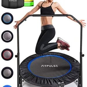 FITPULSE Mini Trampoline for Adults Rebounder Trampoline with Handle 40″ Workout Trampoline for Adults Fitness Trampoline Small Trampoline Exercise Trampoline for Adults Indoor Trampoline for Adults