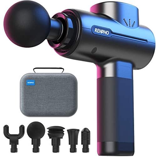 RENPHO Powerful Portable Massage Gun, Quiet Deep Tissue Mini Workout Gun Massager Percussion for Handheld Foot Pain Relief, Muscle Massagers with 3200rpm Motor 2500mAh Battery Type-C Charging, Black