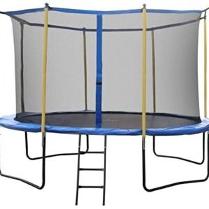 LYNSLIM 12ft Trampoline with Safety Enclosure Net Outdoor Fitness Trampoline PVC Spring Cover Padding for Children Adults Family Backyards Indoor