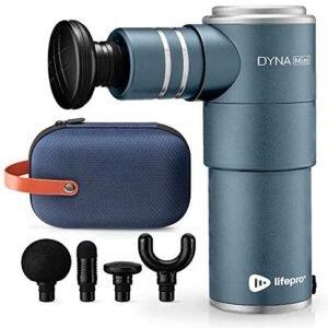 Mini Massage Gun Deep Tissue Massager – DynaMini Portable Percussion Muscle Massager Gun for Pain Relief – Super Small & Quiet Muscle Massage Gun with Easy Carry Case for On The Go Usage (Blue)