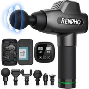 Massage Gun, RENPHO C3 Deep Tissue Muscle Massager, Powerful Percussion Massager Handheld with Portable Case for Home Gym Workouts Equipment, Back Neck Shoulder Soreness Stiffness Knots Tension Relief