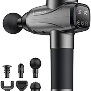 Massage Gun TaoTronics Professional Deep Tissue Muscle Massager Gun Percussion Handheld Electric Muscle Massager with 10 Speed Levels 6 Massage Heads for Gym Office Home Post-Workout Recovery (Black)