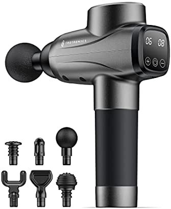Massage Gun TaoTronics Professional Deep Tissue Muscle Massager Gun Percussion Handheld Electric Muscle Massager with 10 Speed Levels 6 Massage Heads for Gym Office Home Post-Workout Recovery (Black)