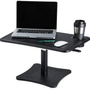 Victor DC240B High Rise Collection Adjustable Laptop Stand/Platform with Storage Cup, Air Hydraulic Lever Easily Raises and Lowers The Platform, Black