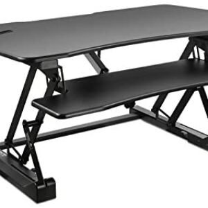 Mount-It! Electric Standing Desk Converter, 48 Inch Extra Wide Motorized Sit Stand Desk with Built in USB Port, Ergonomic Height Adjustable Workstation, Black (MI-7962)