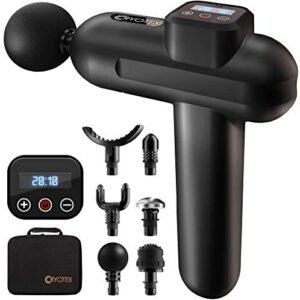 Cryotex Massage Gun – Back & Neck Deep Tissue Handheld Percussion Massager – Six Different Heads for Different Muscle Groups – 20 Speed Options