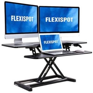 FLEXISPOT Height Adjustable Standing Desk Converter – 42 inch Stand Up Desk Riser, Black Home Office Desk for Dual Monitors and Laptop M7L