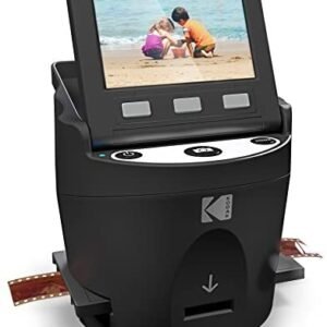 KODAK SCANZA Digital Film & Slide Scanner – Converts 35mm, 126, 110, Super 8 & 8mm Film Negatives & Slides to JPEG – Includes Large Tilt-Up 3.5″ LCD, Easy-Load Film Inserts, Adapters & More