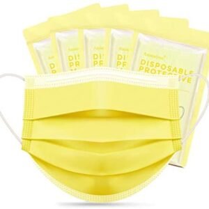 Assacalynn Disposable Face Masks Yellow 50 pcs, 3 Layer Disposable Masks, Breathable Masks for Men Women
