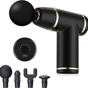 Massage Gun Deep Tissue Percussion Muscle Massager – Portable Body Back Muscle Massager for Pain Relief, 8 Speeds Mini Handheld Massage Gun for Athletes, 2500mAh Battery Operted- Black
