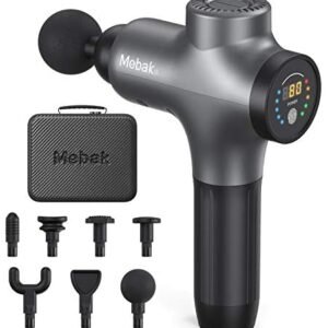 Massage Gun Deep Tissue Percussion Muscle Massager for Pain Relief, Super Quiet Portable Neck Back Body Relaxation Electric Drill Sport Massager Brushless Motor with 7 Attachment 5 Speeds Mebak 3