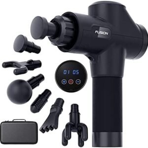 Fusion Muscle Massage Gun Deep Tissue Percussion for Athletes Pain Relief Therapy and Relaxation Percussive Chiropractor Massager Handheld Vibration Portable Drill Massager, Black