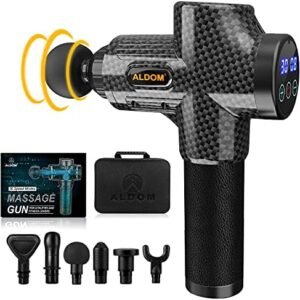 Massage Gun Muscle Massager Deep Tissue Percussion Massager Cordless 30 Speed Level Professional Handheld Electric Body Massager Sports Drill with 6 Heads Helps Relieve Muscle Soreness and Stiffness