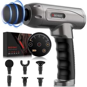 Bodybay Personal Percussion Massage Gun Vibration Deep Tissue Percussion Massager Handheld Deep Muscle Quiet Massager for Athletes Pain Relief and Muscle Recovery
