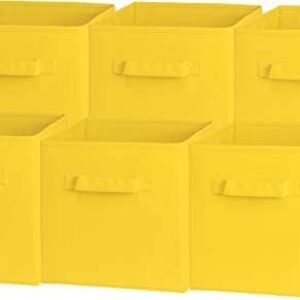 6 Pack – SimpleHouseware Foldable Cube Storage Bin, Yellow