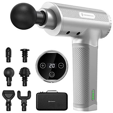 Massage Gun for Athletes, TaoTronics Portable Deep Tissue Percussion Muscle Massager PRO with IC Chip Control, 20 Speed Levels, 6 Massage Heads, Super Quiet Brushless Motor for Gym Post-Workout Home
