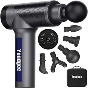 Youdgee Muscle Massage Gun Deep Tissue for Athletes Deep Tissue Massage Gun Percussion Muscle Massager for Muscles Handheld Deep Tissue Massager Gun 6 Speeds Vibration-2500mAh-Include 6 Heads
