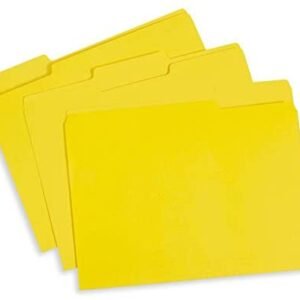 File Folder, 1/3 Cut Tab, Letter Size, Yellow, Great for Organizing and Easy File Storage, 100 Per Box