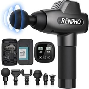 Massage Gun, RENPHO C3 Deep Tissue Muscle Massager, Powerful Percussion Massager Handheld with Portable Case for Home Gym Workouts Equipment, Back Neck Shoulder Soreness Stiffness Knots Tension Relief