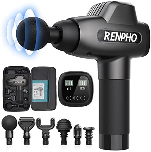 Massage Gun, RENPHO C3 Deep Tissue Muscle Massager, Powerful Percussion Massager Handheld with Portable Case for Home Gym Workouts Equipment, Back Neck Shoulder Soreness Stiffness Knots Tension Relief