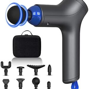 Massage Gun Deep Tissue Percussion Muscle Massager for Pain Relief, Back Massager Gun for Athletes with 8 Massage Heads & 4 Speeds