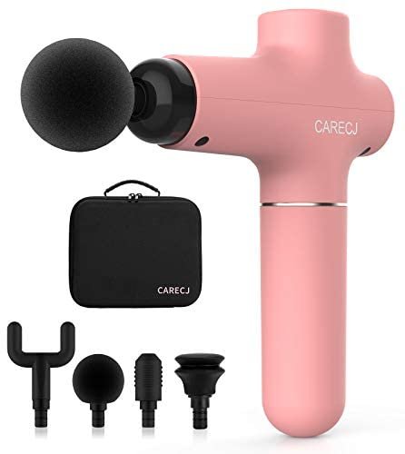 Massage Gun Mini CARECJ Professional Electric Muscle Massager Gun Handheld Percussion Deep Tissue for Gym Office Home Post-Workout Recovery and Muscle Pain Relief (Pink)