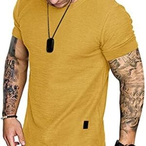 Fashion Mens T Shirt Muscle Gym Workout Athletic Shirt Cotton Tee Shirt Top