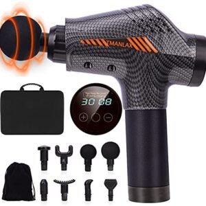 Massage Gun,Portable Deep Tissue Muscle Massager,Percussion Massager for Athletes Relief Pain,30 Speeds,8 Heads,Massager for Home Office Gym(Carbon)
