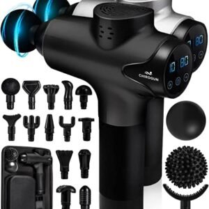 CHIROGUN – Muscle Massage Gun Deep Tissue Massager Percussion Massage Gun Deep Tissue Percussion Muscle Massager Gun Percussion Massager Deep Tissue Massage Gun for Athletes Muscle Gun Massager Black