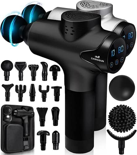 CHIROGUN – Muscle Massage Gun Deep Tissue Massager Percussion Massage Gun Deep Tissue Percussion Muscle Massager Gun Percussion Massager Deep Tissue Massage Gun for Athletes Muscle Gun Massager Black