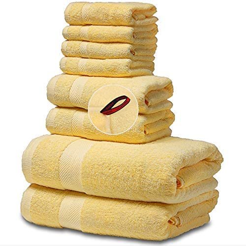 SEMAXE Towel Cotton Bath Towels Set, Soft Towel for Bathroom ,Fade-Resistant Absorbent Towel (Yellow)