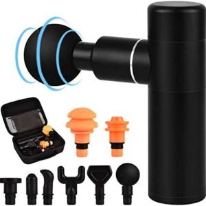 Ktinnead Mini Massage Gun Deep Tissue Muscle Massager, Portable Handheld Percussion Massager for Athlete Pain Relief, Professional Quiet Electric Muscle Massage Gun with 8 Massage Heads