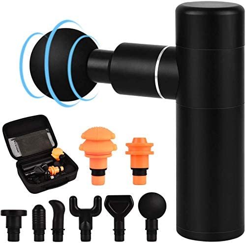 Ktinnead Mini Massage Gun Deep Tissue Muscle Massager, Portable Handheld Percussion Massager for Athlete Pain Relief, Professional Quiet Electric Muscle Massage Gun with 8 Massage Heads