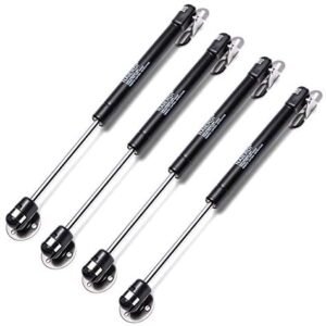 NAIERDI [4 Pack] 100N/22lb Gas Spring, Toy Box Hinges, Lid Support, Gas Strut, Soft Close Hinges, Lift Support, Kitchen Cabinet Hinges, Black Piano Hinge