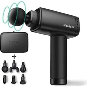 Massage Gun for Athletes,Nekteck Deep Tissue Massage Gun Percussion Muscle Fascial Gun with Powerful Electric Motor, 4 Adjustable Speed and 6 Accessories Head,Ideas Gift for Men and Women