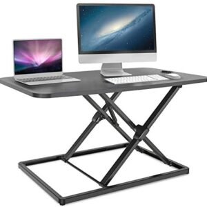 Standing Desk Converter, Ohuhu 31.3″ Height Adjustable Stand up Desk Converter Gas Spring Desk Riser, Sit to Stand Tabletop Desk Workstation, Perfect for Laptop & Computer Home and Office, Black