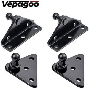 10MM Gas Spring Lift Strut Bracket Ball Stud Black, Mounting Bracket for Lift Support Prop, Pack of 4