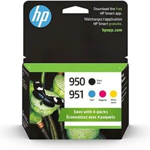 Original HP 950 Black/951 Cyan, Magenta, Yellow Ink Cartridges (4-pack) | Works with HP OfficeJet 8600, OfficeJet Pro 251dw, 276dw, 8100, 8610, 8620, 8630 Series | Eligible for Instant Ink | X4E06AN