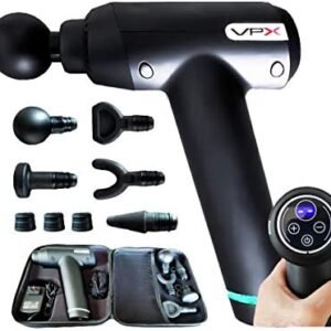 VPX Muscle Reverb Deep Tissue Massage Gun, 20 Massager Speeds, 3400 PPM, Touch Screen with Ever-Last Lithium Battery, Quiet Hi Torque Brushless Motor, for Neck, Back, Leg, Head, Hand, & Shoulders