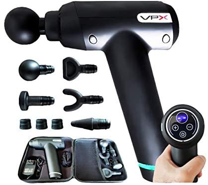 VPX Muscle Reverb Deep Tissue Massage Gun, 20 Massager Speeds, 3400 PPM, Touch Screen with Ever-Last Lithium Battery, Quiet Hi Torque Brushless Motor, for Neck, Back, Leg, Head, Hand, & Shoulders