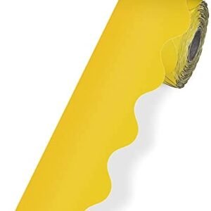 Carson Dellosa Yellow Scalloped Bulletin Board Border—Rolled Border for Bulletin Board Decorations, Desks, Locker Displays, Homeschool or Classroom Décor (2.25″ x 65′)