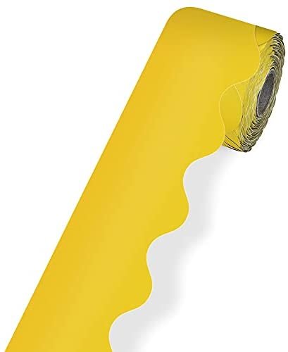 Carson Dellosa Yellow Scalloped Bulletin Board Border—Rolled Border for Bulletin Board Decorations, Desks, Locker Displays, Homeschool or Classroom Décor (2.25″ x 65′)