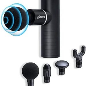 Mini Massage Gun Deep Tissue Massager, Portable Body Handheld Quiet Muscle Massage Gun with 4 Massage Heads 4 Speed High-Intensity Vibration Rechargeable Massage Guns with Easy Carry Case (Black)